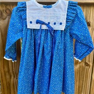 Vintage Alexis Blue Floral Kids Dress 2T